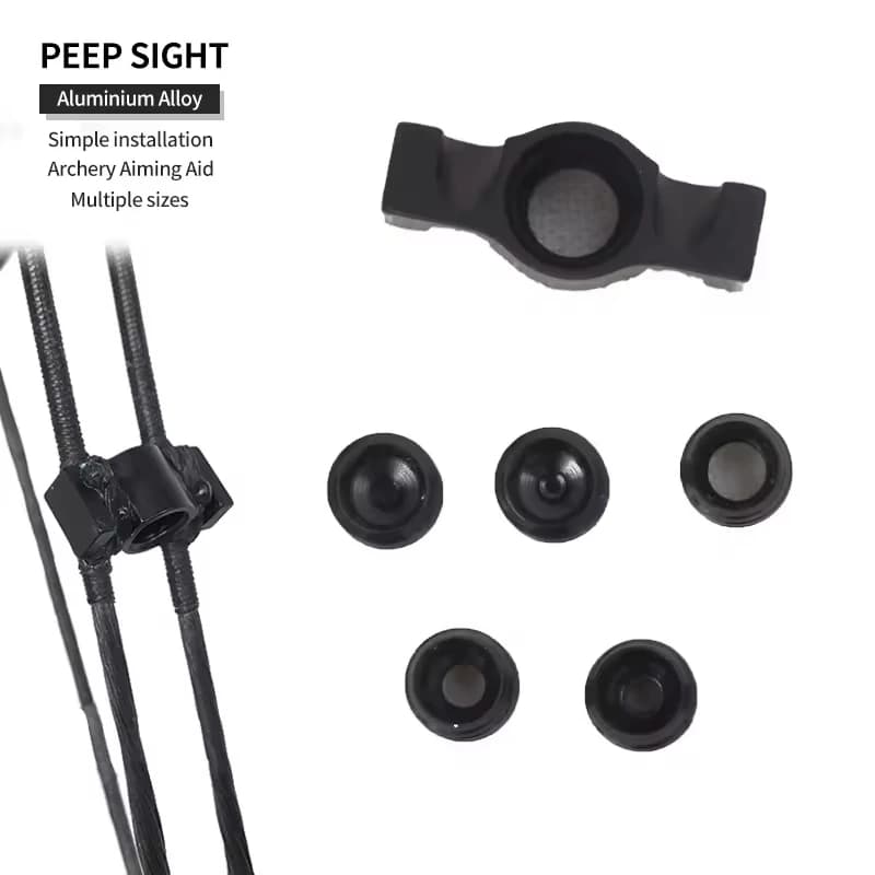 Compound Bow Peep Sight Steel Ball Hooded Metal Peep Sight Inner Core Double String Slot Install Target Archery Accessories