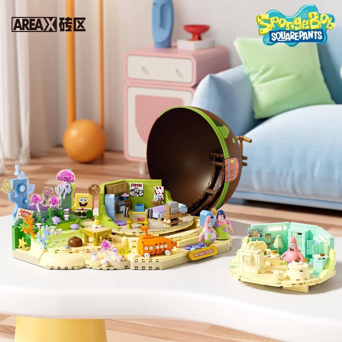 AREAX Building Blocks Nuovo SpongeBob SquarePants Big Star Stone House Modello di assemblaggio Collezione Anime Giocattoli Regali per bambini