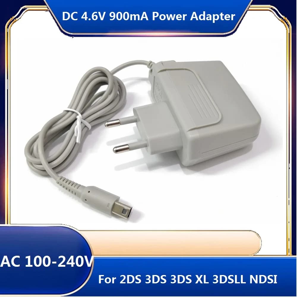 Caricabatterie da viaggio per casa e viaggio, adattatore di alimentazione CA 100V-240V a 4.6V 0.9A per Nintendo New 3DS 2DS XL LL DSi