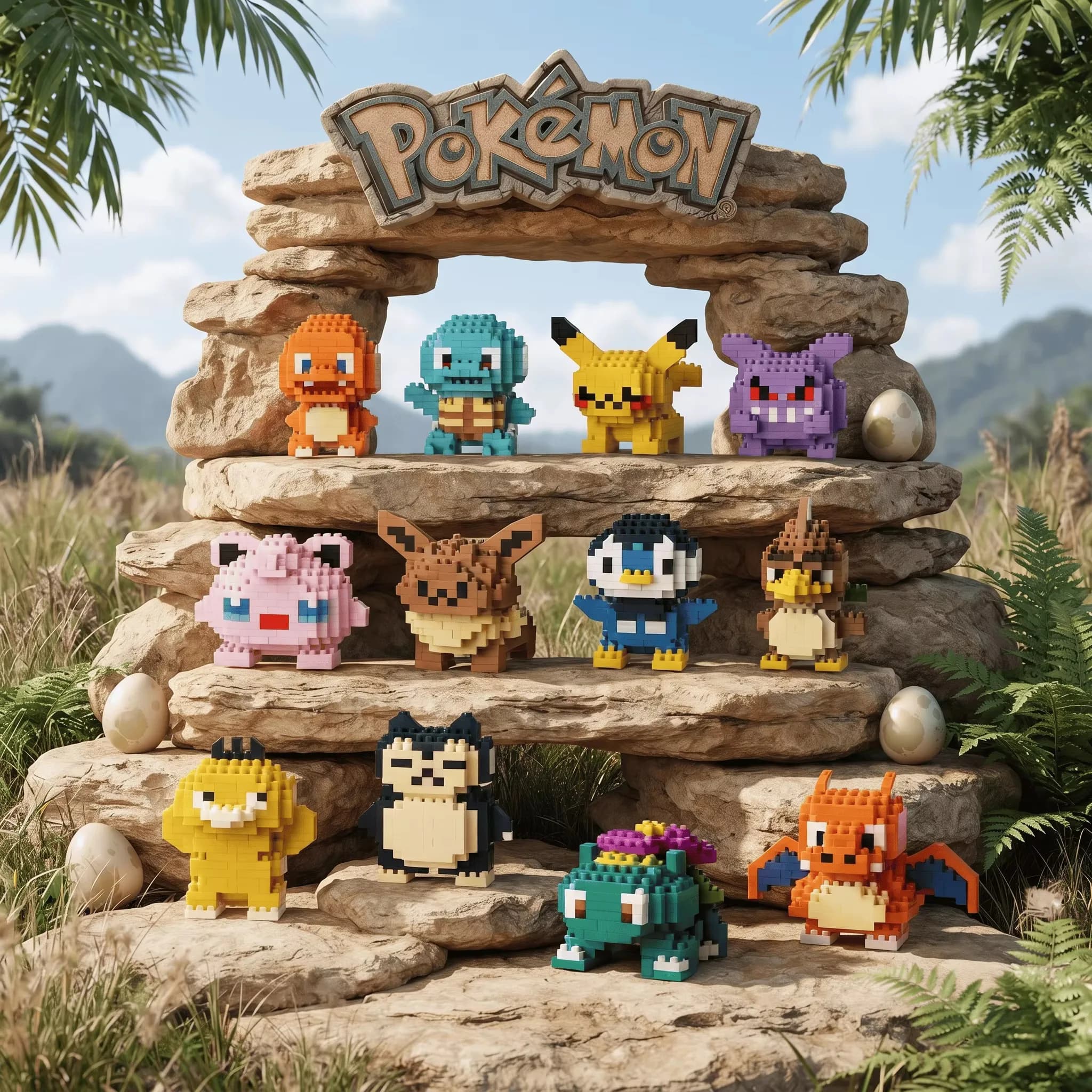 Educational cartoon animal building block set, ideal for DIY assembly games. Lovely toy set with animal themes.