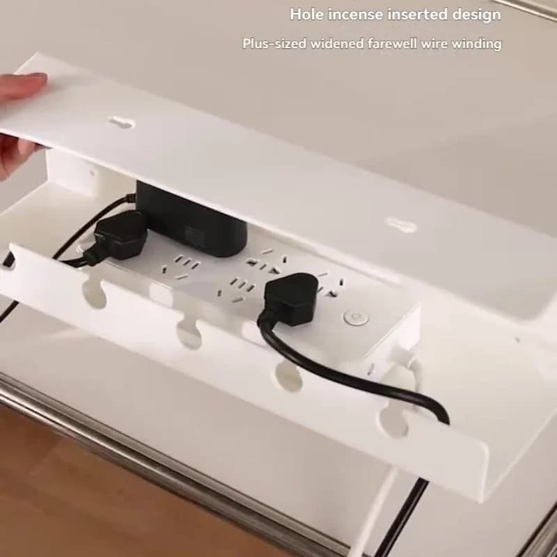 Office Desk Shelf Small Modern Plastic Wire Organizer No Drilling Power Strip Data Cable Holder Wall-mounted Router Storage Rack