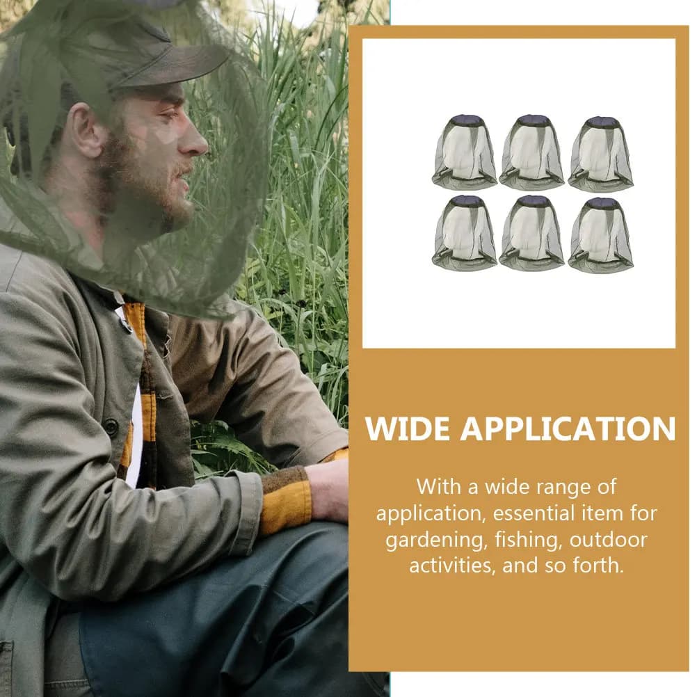 Set di 6 Cappelli con Zanzariera in Garza, Resistenti ai Raggi UV, Traspiranti, Protezione per il Viso per Pesca, Escursionismo, Giardinaggio, Apicoltura e Lavori all'Aperto