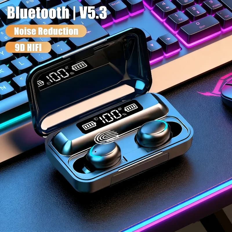 New Bluetooth F9 Headphones, Stereo 9D Sports Headphones with Low Power, Wireless Touch Control, TWS Headphones