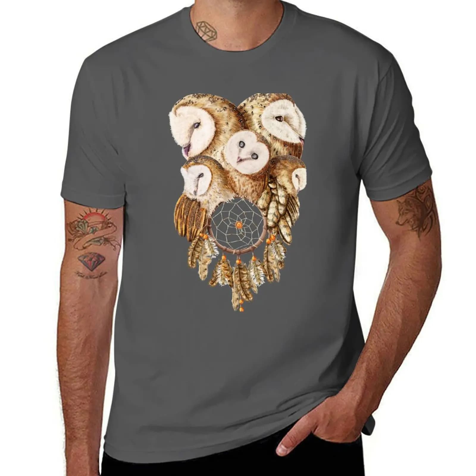 Dreamcatcher Owls T-Shirt Soft Cotton Print T-Shirt