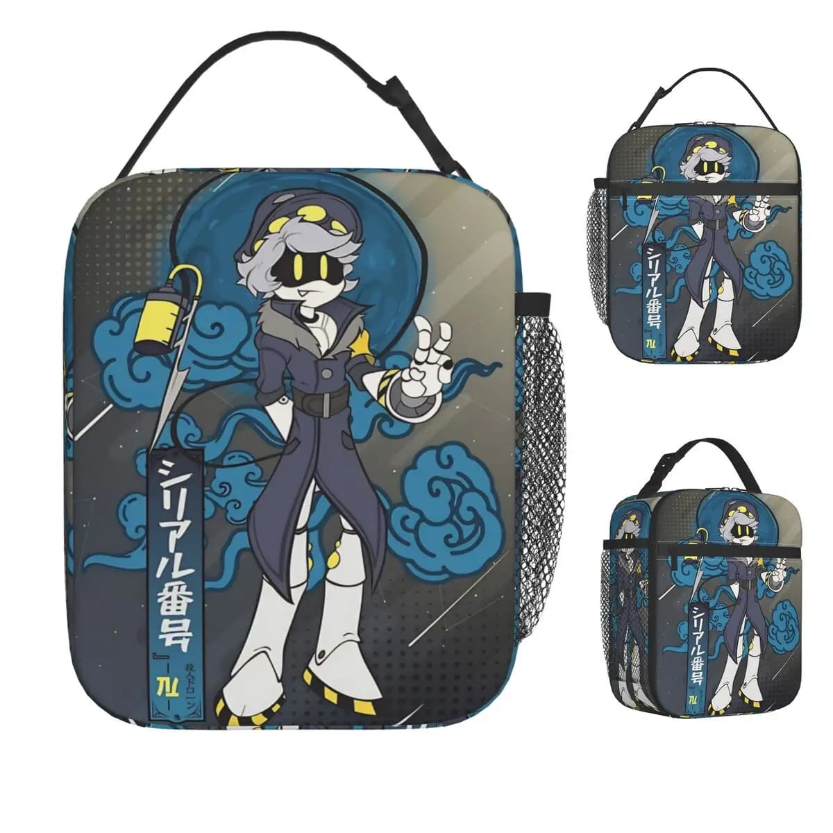 Borsa per il pranzo con design in serie N Murder Drones Scatola per il pranzo carina per bambini Borsa termica portatile con cerniera per picnic Borse per alimenti di design
