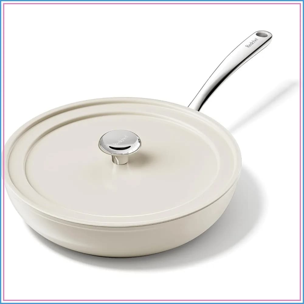 Padella Antiaderente in Ceramica da 28 cm con Coperchio, Pentola per Soffritti Grande da 3,5 Litri, Manico Isolato, Adatta per Induzione, Lavabile in Lavastoviglie, Senza PFOA e PFAS
