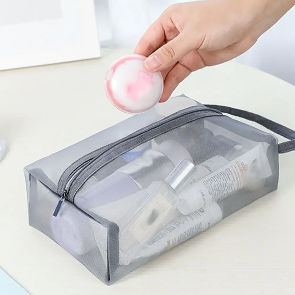 Travel bag transparent handbag in mesh handbag woman handbag for cosmetics bag for makeup with zipper bag for skin care