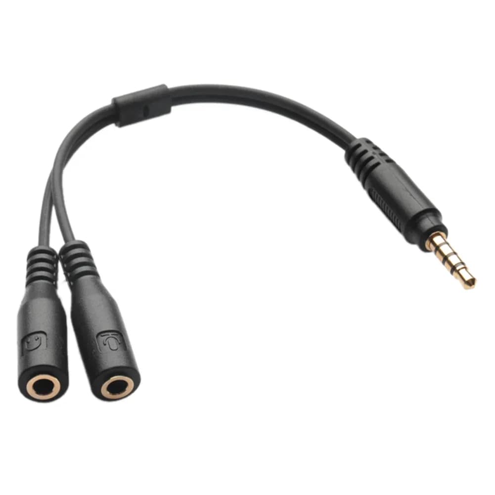 Cavo adattatore da studio audio da 3,5 mm da 1 TRRS a 2 TRS Cavo sdoppiatore a Y per cuffie con microfono per accessori da viaggio all'aperto Parti di forniture