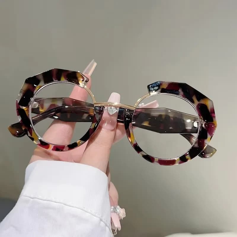 KAMMPT Oversized Irregular Glasses Women 2025 New Fashion Blue Light Blocking Optical Frames Trendy Brand Design Decor