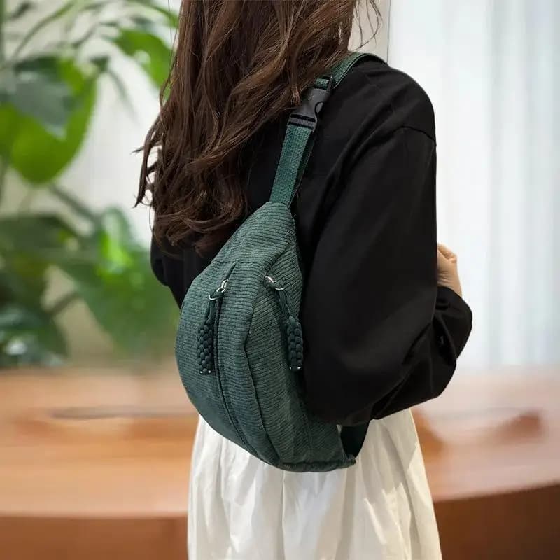 Marsupi half-moon Velvet Running Belt Bags with Ribbed Velvet Shoulder Bag with Big Capacity New Fashion