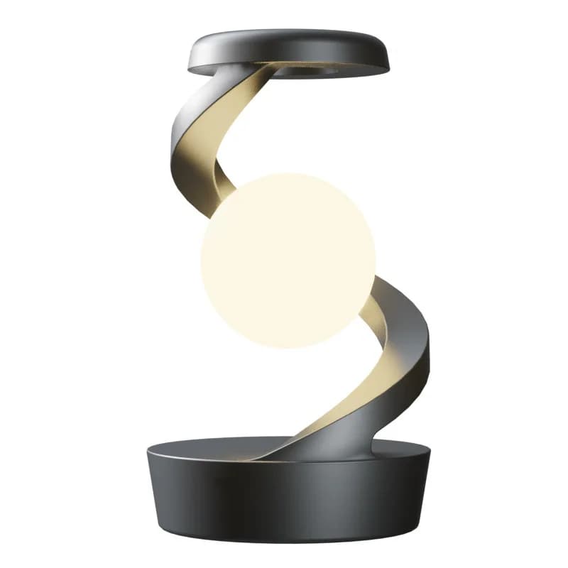 Lampada da notte a sospensione rotante con ricarica wireless, lampada da scrivania a LED, ornamento creativo per la casa, lampada da comodino con ricarica wireless