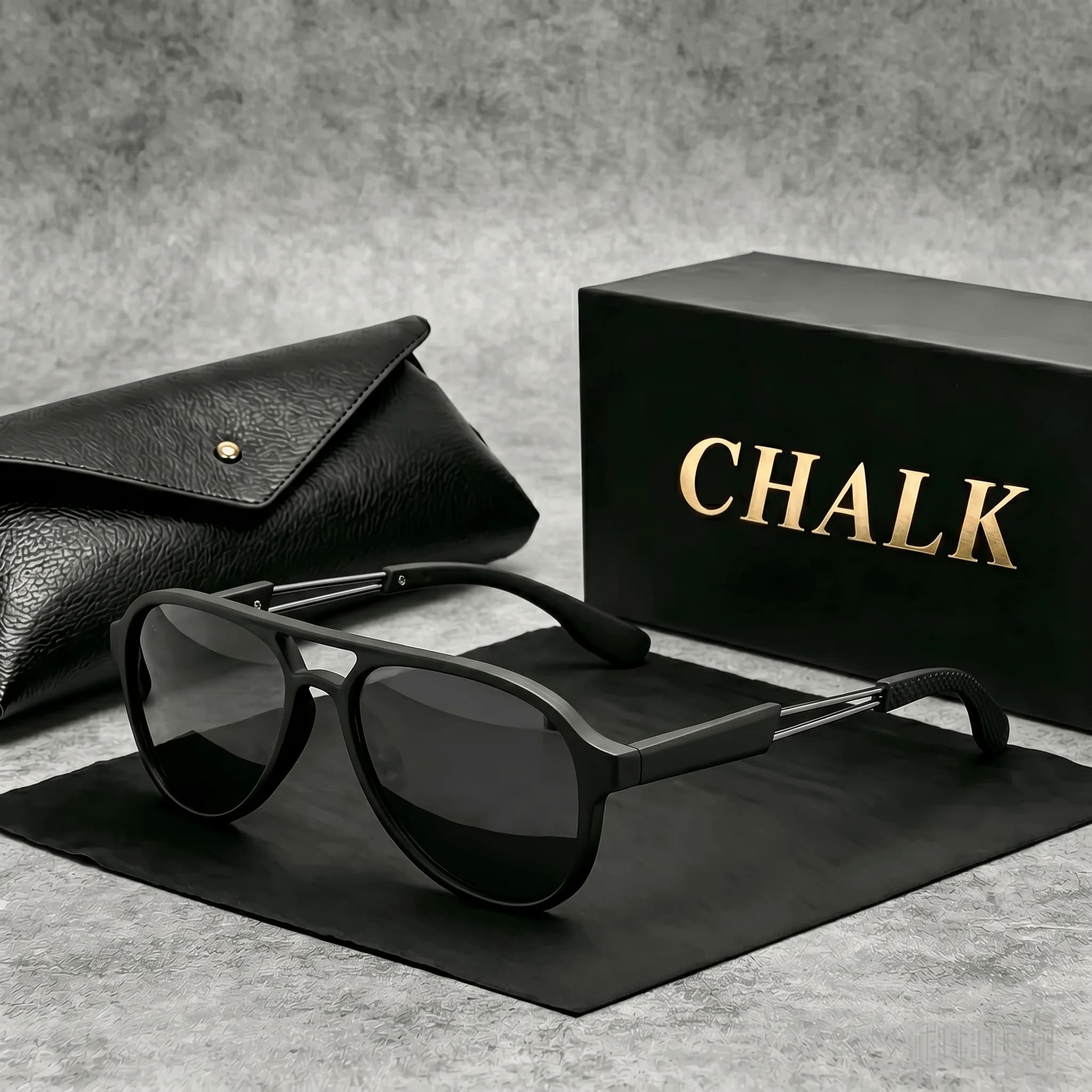 Occhiali da sole da uomo CHALK vintage polarizzati a doppio ponte, montatura quadrata casual dal design alla moda per il catwalk