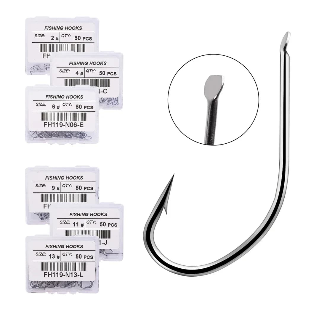 50 pz/scatola piatto da Pesca amo da Pesca Maruseigo amo da Pesca durevole Pesca Jig testa ami da Pesca testa piatta carpa attrezzatura da Pesca