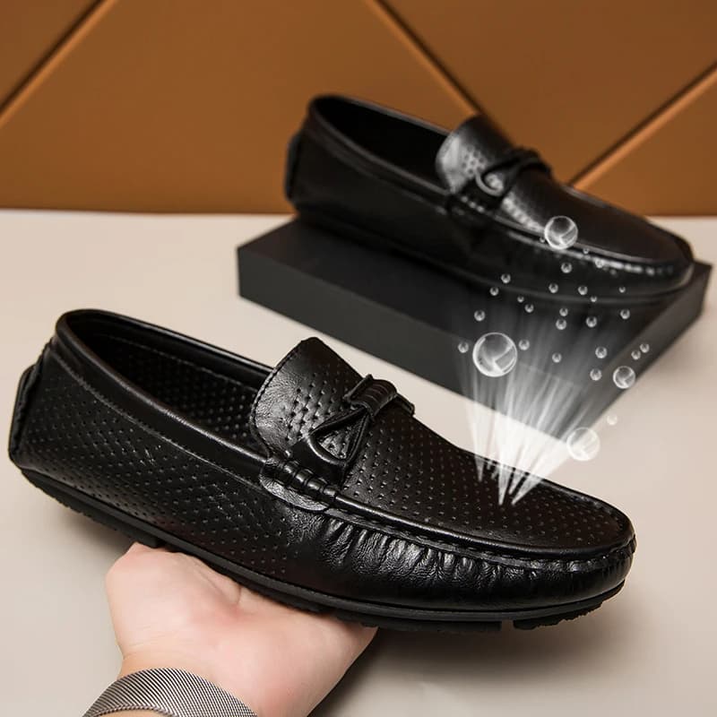 Luxury Mens Genuine Leather Shoes New Casual Shoes Men Black Business Men Slip-on Shoes All-Match Loafers Handmade Driving Flats