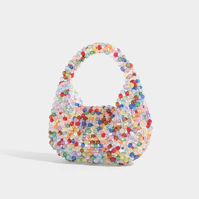 Handmade Beaded Pearl Pillow aped Clutch Crossbody Bag Faionable Woven Design Cact Square Bag Vibrant Colors