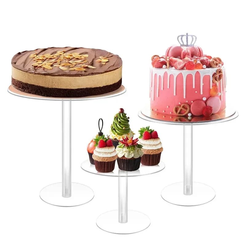 Acrylic Round Cake Support Cupcake Support for French Dessert Display Plate for Dessert Dining Table Wedding Birthday Party