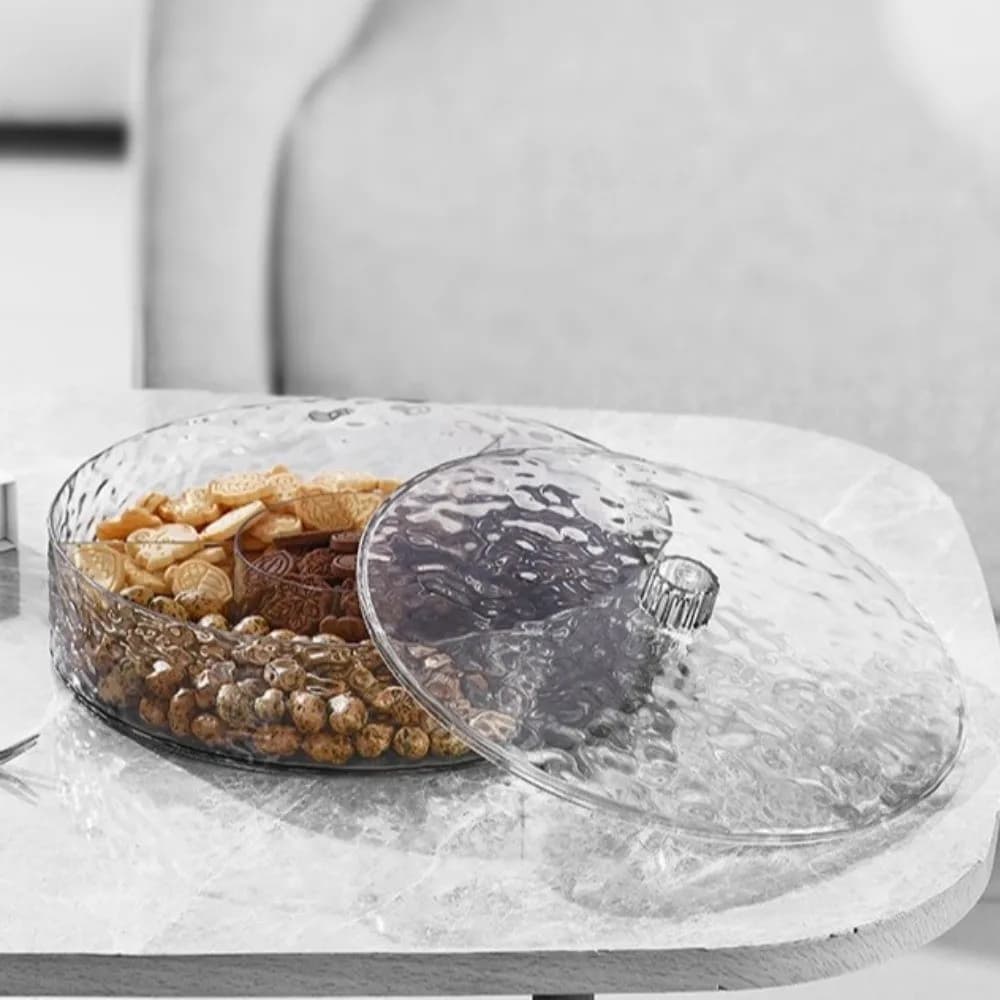 Vassoio in Plastica per Frutta Secca con Scomparti e Coperchio, Contenitore Multiuso per Alimenti, Scatola per Snack, per Soggiorno