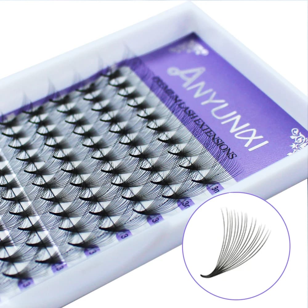 Volume prefabbricato Fan Ciglia 5D 6D 10D 12D 16D 20D Estensione ciglia Stelo stretto Ciglia finte Cluster Volume russo