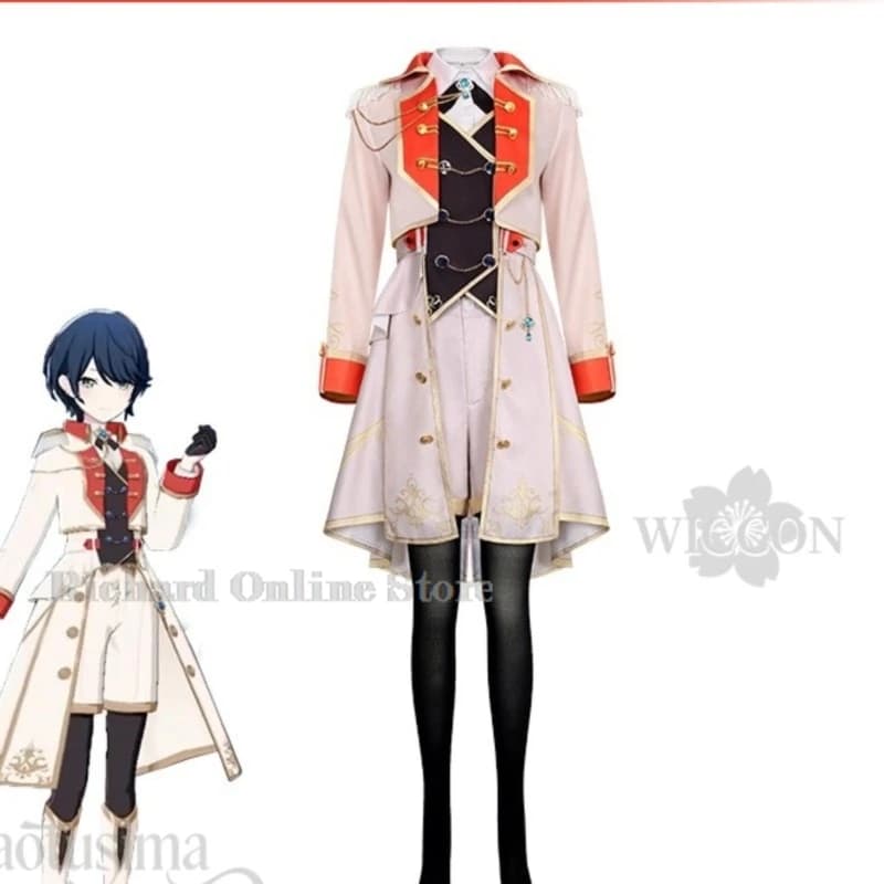 Negozio Online Richard: Costume Cosplay Anime del Gioco Project Sekai, Uniforme Stile Cavaliere di Hoshino Ichika, Elegante Cappotto Lungo, Pantaloncini, Pantaloni, Gilet