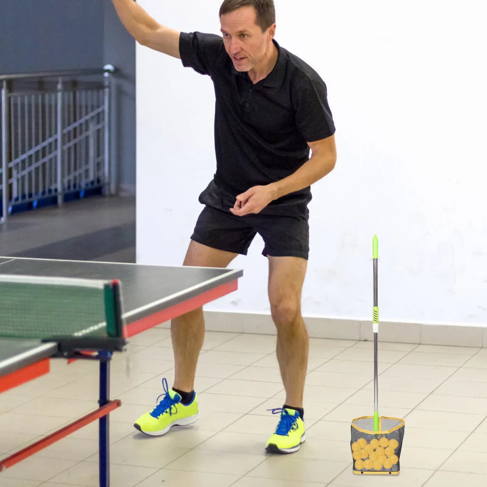 Raccoglitore di Palline da Ping Pong Estensibile, Grande Capacità, Manico Staccabile, Collettore Portatile per Esterni, Raccoglitore Efficiente