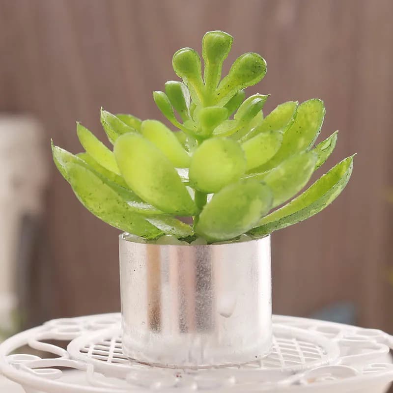 1 pz Mini Pianta Oro Argento Vaso da fiori Simulazione in miniatura Piante grasse Giocattolo Gioca Casa delle bambole Camera Giardino Accessori artistici