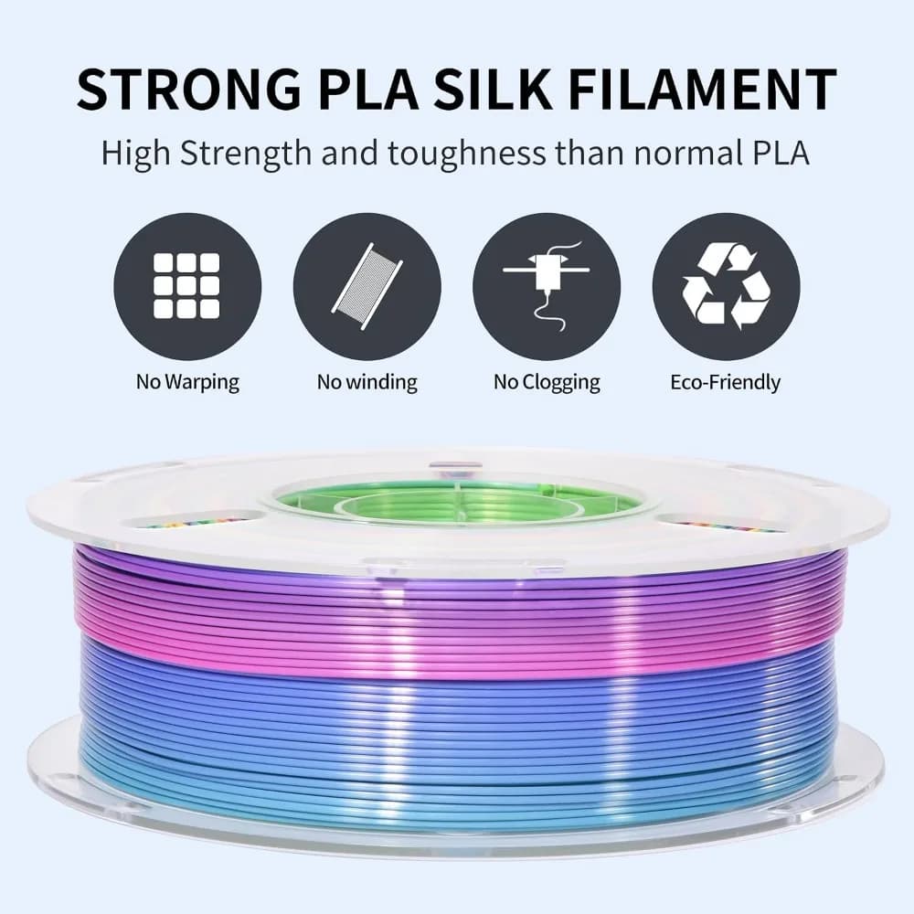 10 Colors 1.75mm Silk Rainbow PLA Filament Bundle 10kg Multicolor Gradient 3D Printing Material for FDM Printers