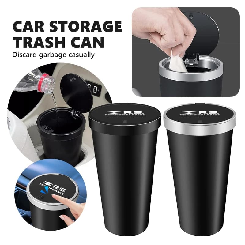 Car Trash Can Mini Waterproof Storage Cup Holder Garbage Bin Lid Accessories For Renault Clio Kadjar Espace Symbol Dacia RS