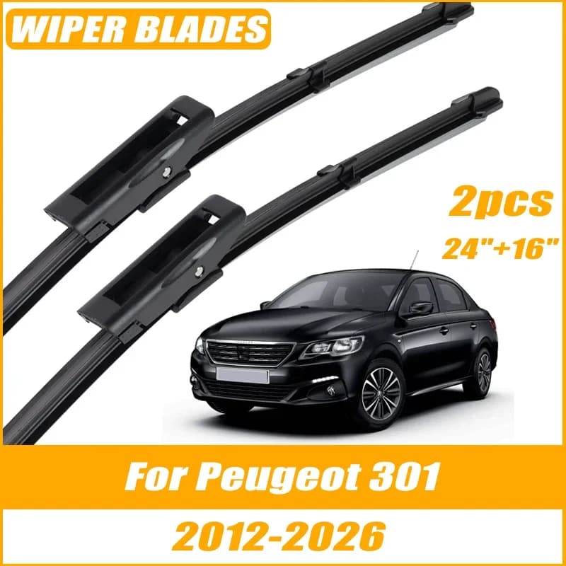 2pcs Wiper Front Wiper Blades For Peugeot 301 2012-2026 Windshield Windscreen Clean Window Car Rain Brushes 24"+16"