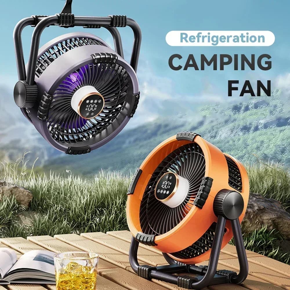 Multifunctional Outdoor Camping Fan Light Rechargeable Ceiling Fan with 3-speed Night Light and Power Bank Portable Fan