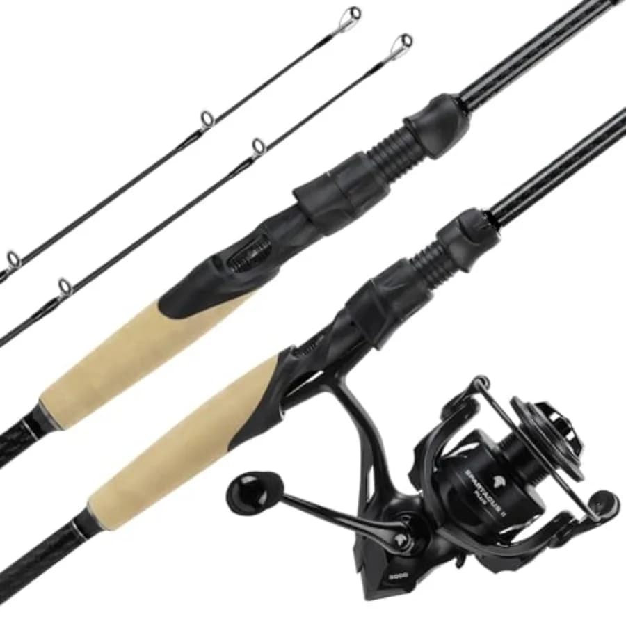 Combo Spartacus II Plus Twin-Tip, Combo Spinning Waterproof IPX5, IM6 Graphite Canne in 2 Pieces with Extra