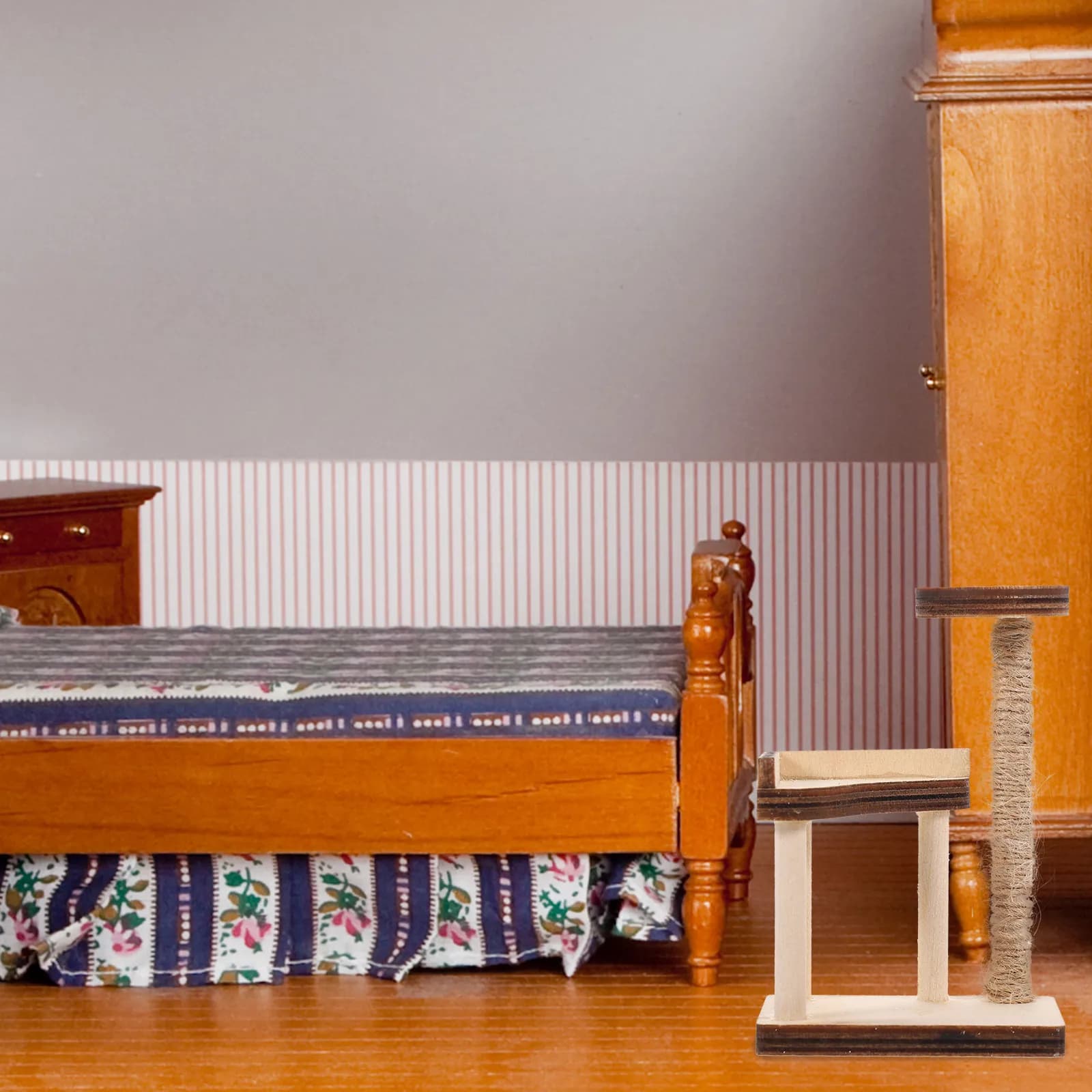 Mini Casa in Legno per Gatti, Decorazione Realistica per Casa delle Bambole, Arredamento in Miniatura, Ornamento da Scrivania