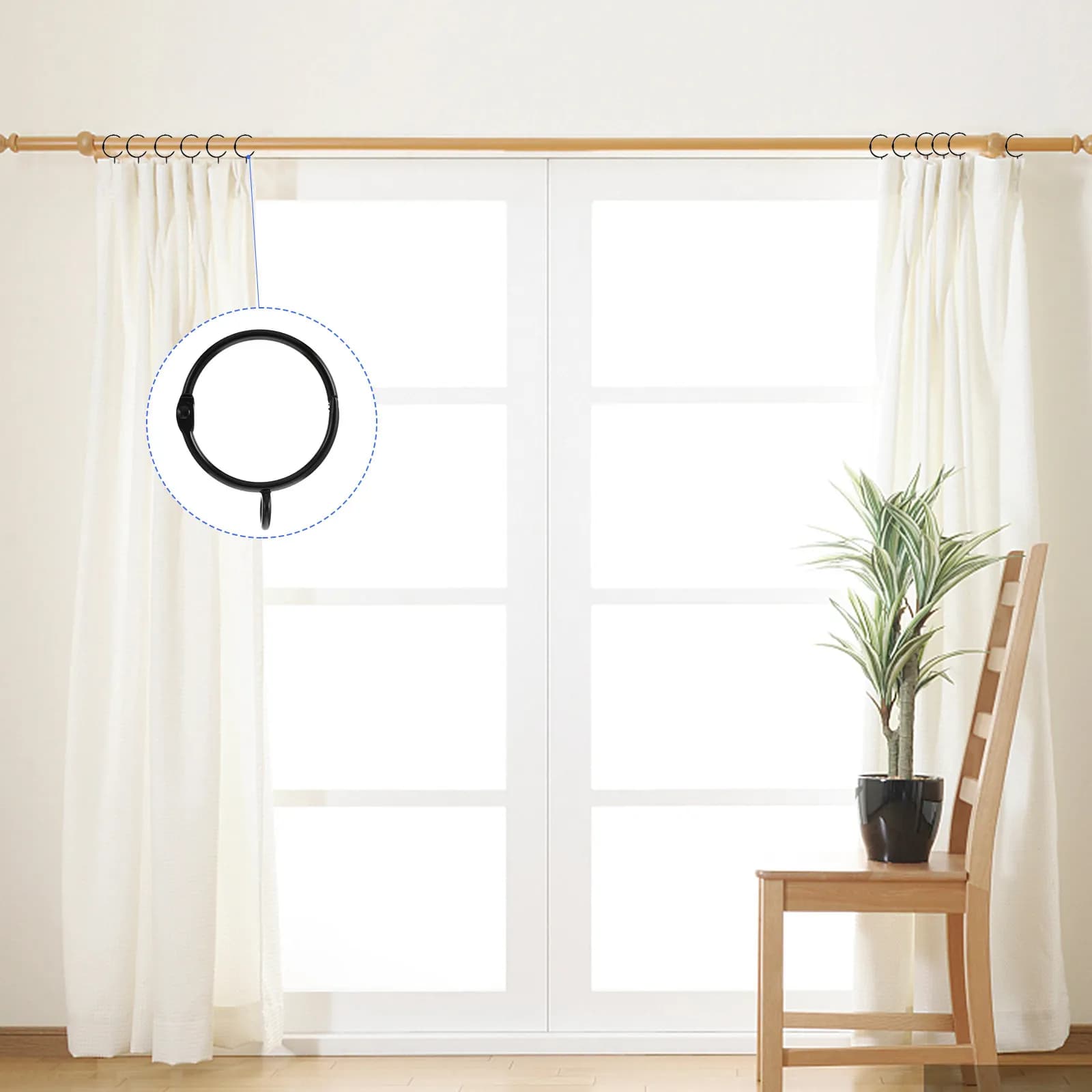 20 Pezzi Anelli Metallici per Tende, Anelli a Occhiello per Tende Pesanti, Compatibili con Aste a Tensione, Accessori per Decorazione Casa