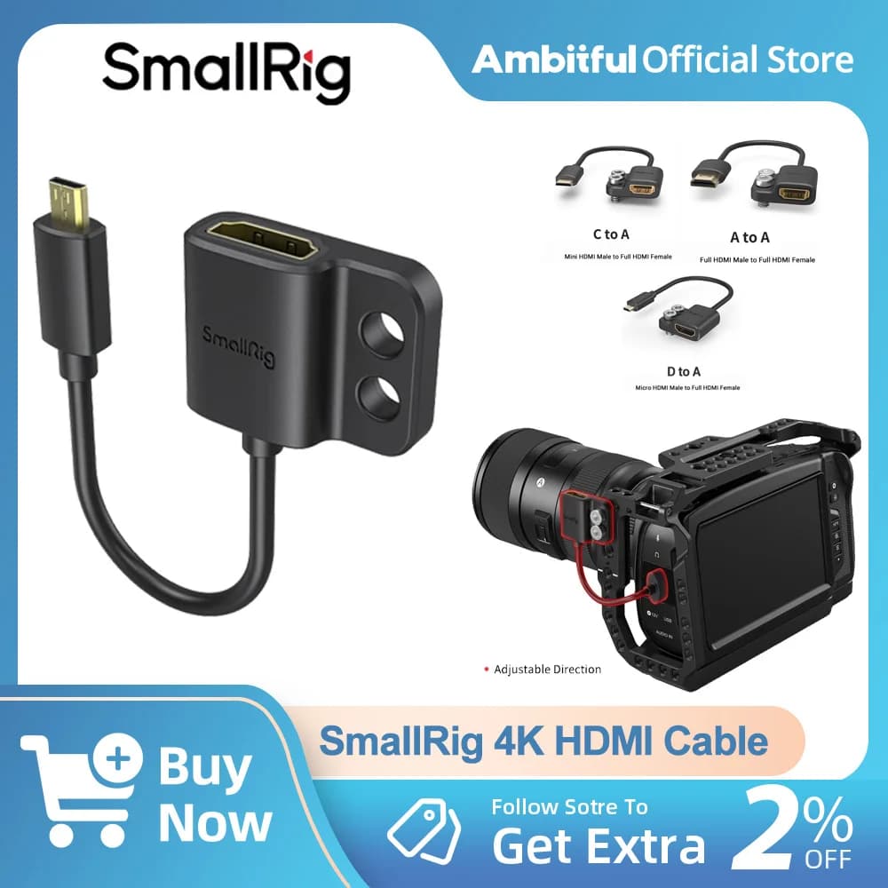 SmallRig Ultra Slim 4K Compatible with HDMI from A to A /C to A /D to A BMPCC 4K and 6K/for Sony A7SIII/for Panasonic 3019 3020
