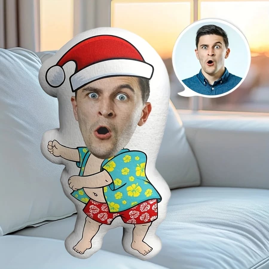 Cuscino in peluche personalizzato con il volto di Babbo Natale, il regalo perfetto per uomini e donne, stampa 3D realistica