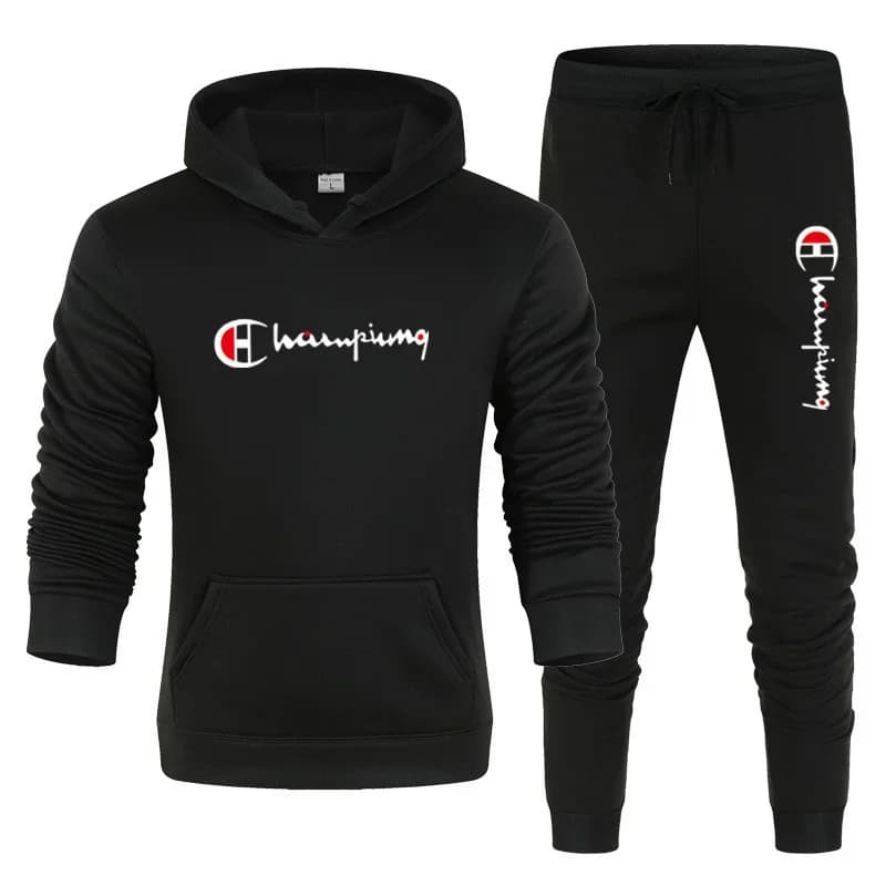 2026 Men's Tracksuit Hooded Sweatshirt+Sweatpants 2 Pcs Sets Sports Suit Casual Jogger Sportswear 2 Piece Male Streetwear Sets