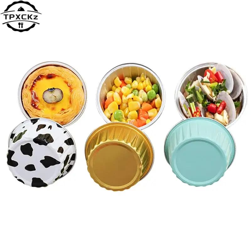 10 pcs reusable aluminum foil tin cup pudding cake mold air fryer box small foil Tinfoil baking cups pastry tools