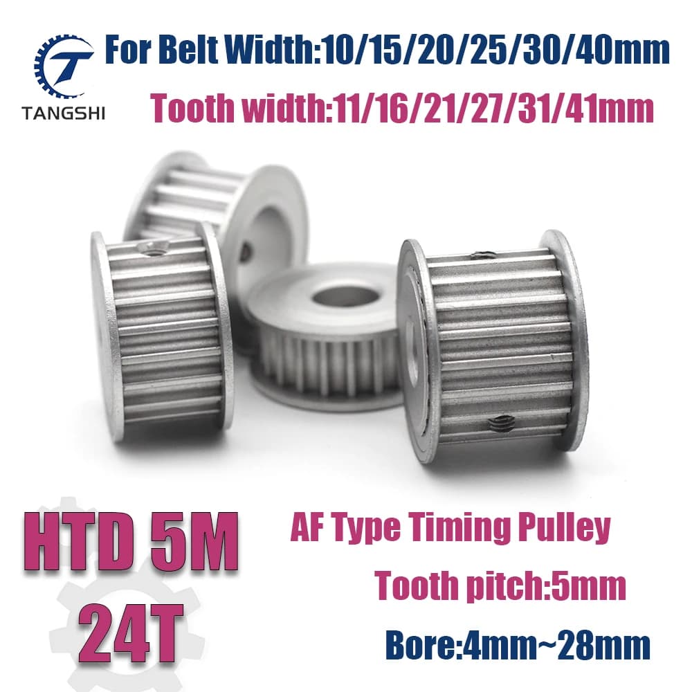 HTD 5M 24 Teeth Synchronous Timing Pulley Bore 4mm to 28mm for Width 10/15/20/25/30/40mm Belt 5M-24 Teeth Timing Pulley 5M 24T