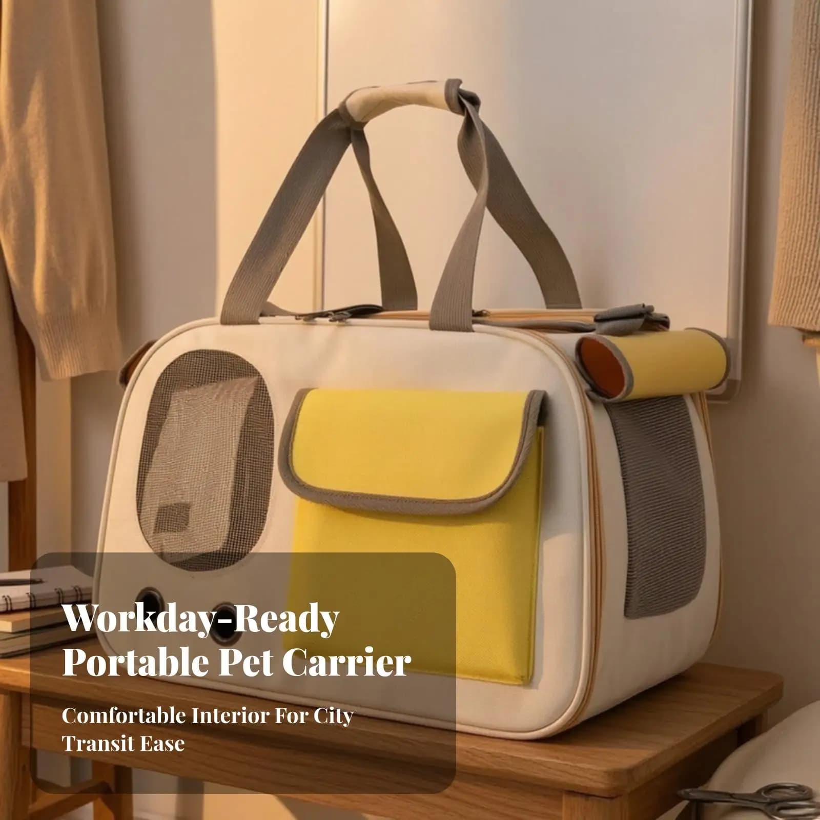 Portable Oxford Pet Carrier Bag for Small Dogs with Mesh Ventilation and Backpack Straps for Travel