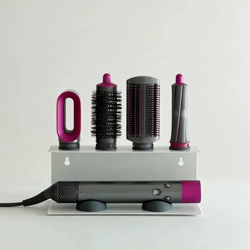 Non-perforated hairdryer holders, bathroom accessories holders, plate holders and hair dryers