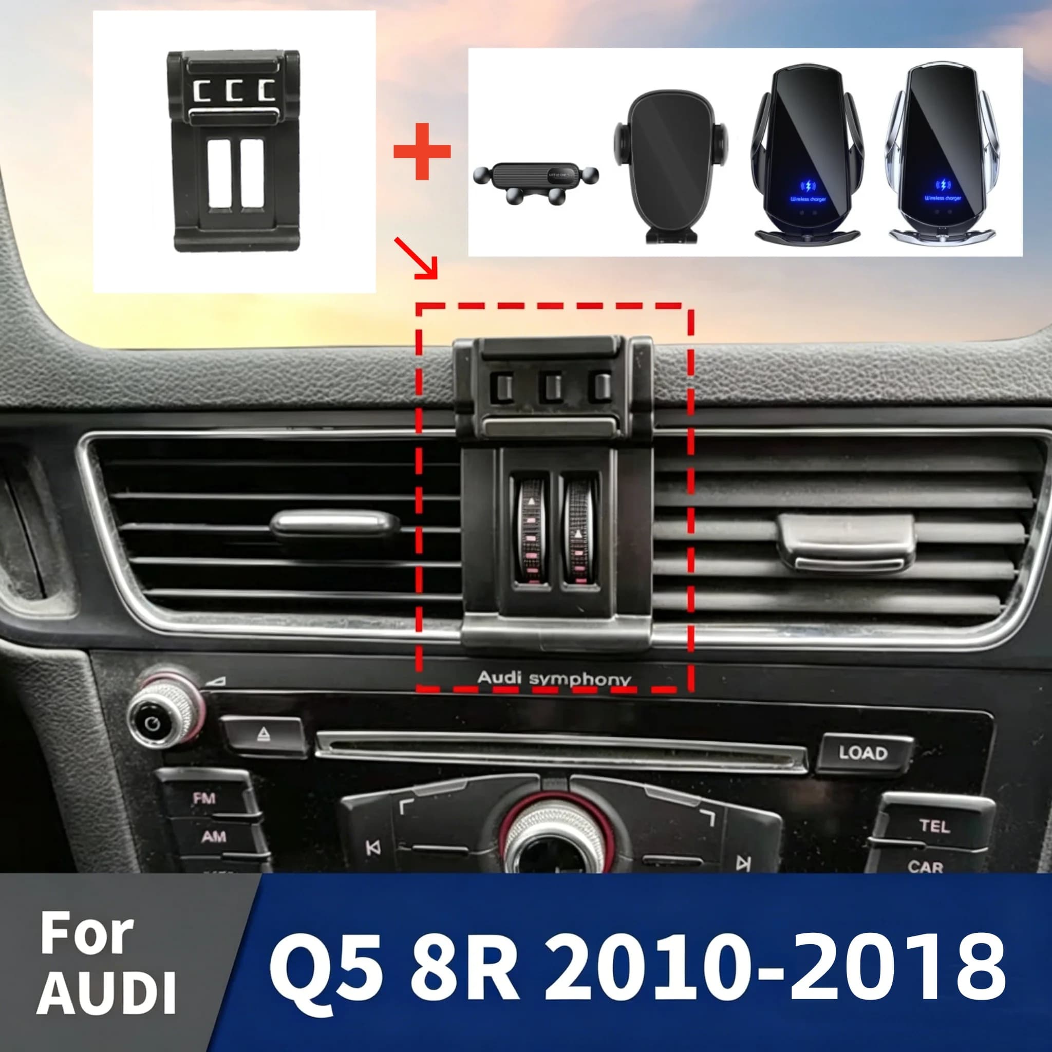 Supporto per telefono da auto con base a fibbia per Audi Q5 8R 2010-2018, bloccaggio stabile, nessun scuotimento o caduta durante la guida