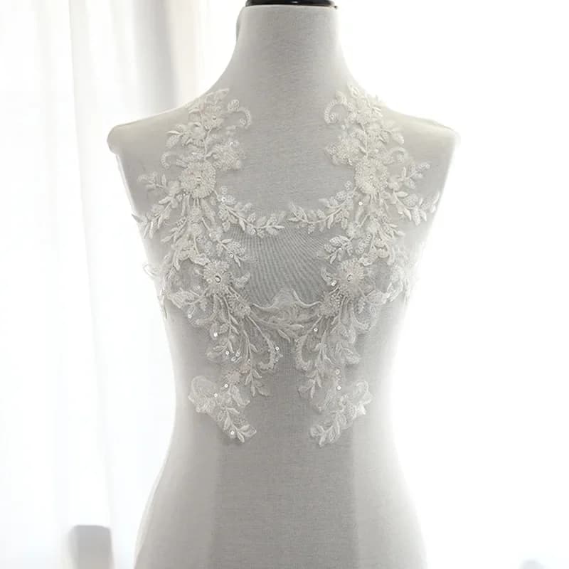 2 pz/set fiore in rilievo strass patch per abbigliamento fai da te foglie floreali ricamate parches applicazioni di pizzo per abiti da sposa