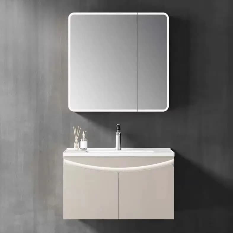 # Armadietto a Specchio LED Moderno in Acciaio Inox da Parete per Hotel, con Finitura Resistente all'Acqua, Mobile da Bagno Ecologico