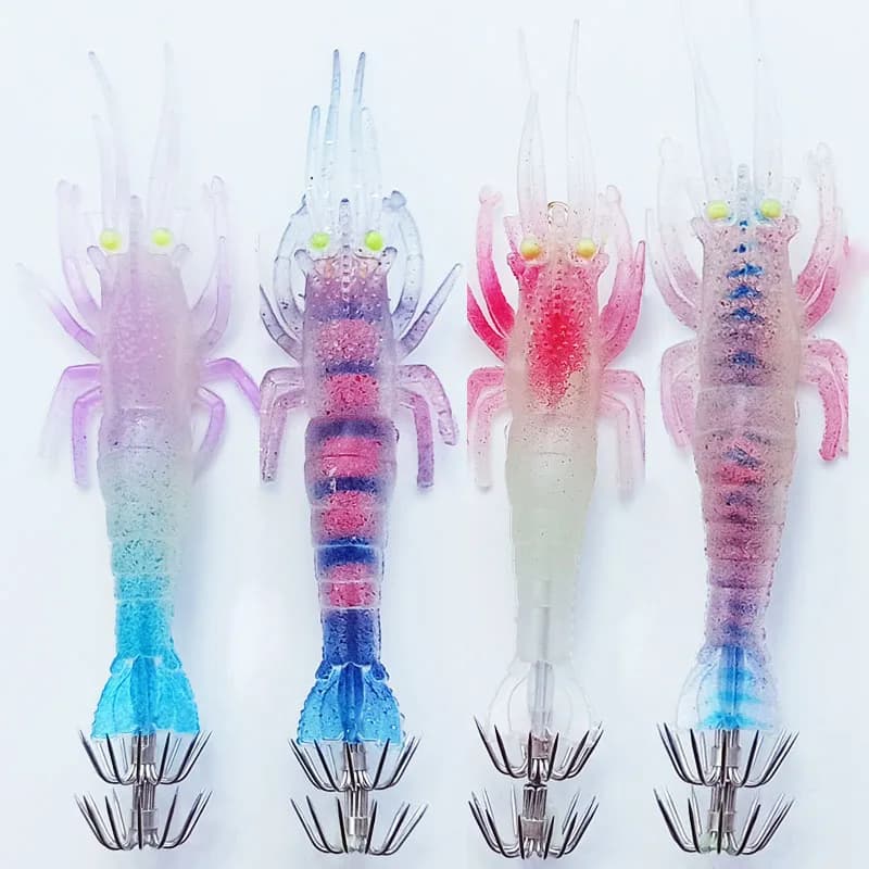 1PC 10g11cm Gamberetti morbidi Richiamo di pesca morbido Glow Polpo Seppie Gancio Calamari Gancio Esca artificiale pesca Attrezzatura da pesca