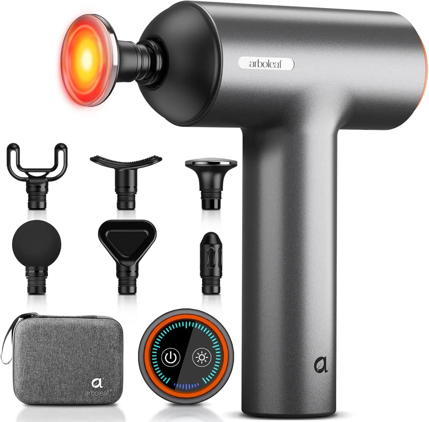 Deep Massage Gun with Heat, Full Metal Head, 6 Accessories for Relieving Pain and Relaxing
