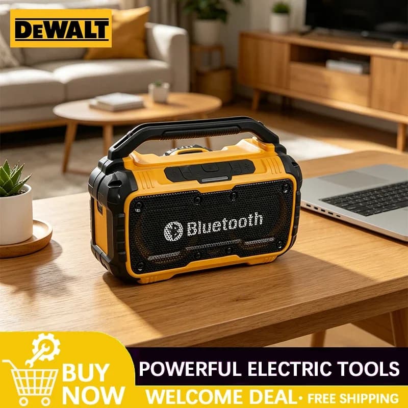 Altoparlante portatile Dewalt Tool, subwoofer wireless compatibile con Bluetooth, altoparlante stereo impermeabile per cantiere esterno