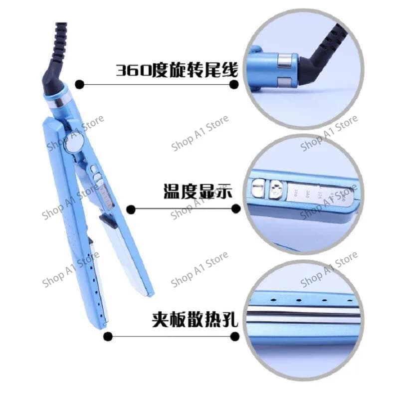 Piastra per Capelli Multifunzione per Lisciare e Arricciare, Riscaldamento Rapido, Portatile, Blu, per Uso Transfrontaliero