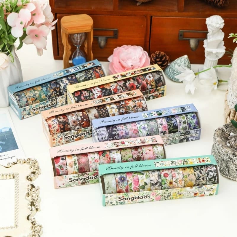 10 peperoncini estetici motivi floreali sfondo sfondo del nastro per mascheramento del nastro decorativo per planner per