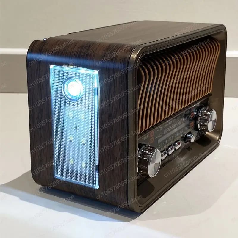 Retro Vintage Portable Radio, Multifunctional Rechargeable Bluetooth Speaker Support TF Card HiFi Desktop Audio