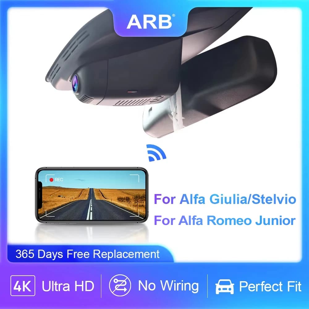 Dash Cam for Alfa Romeo Giulia Stelvio, ARB Car DVR 4K, Wifi Car Dash Room, Night vision Dvrs Wireless