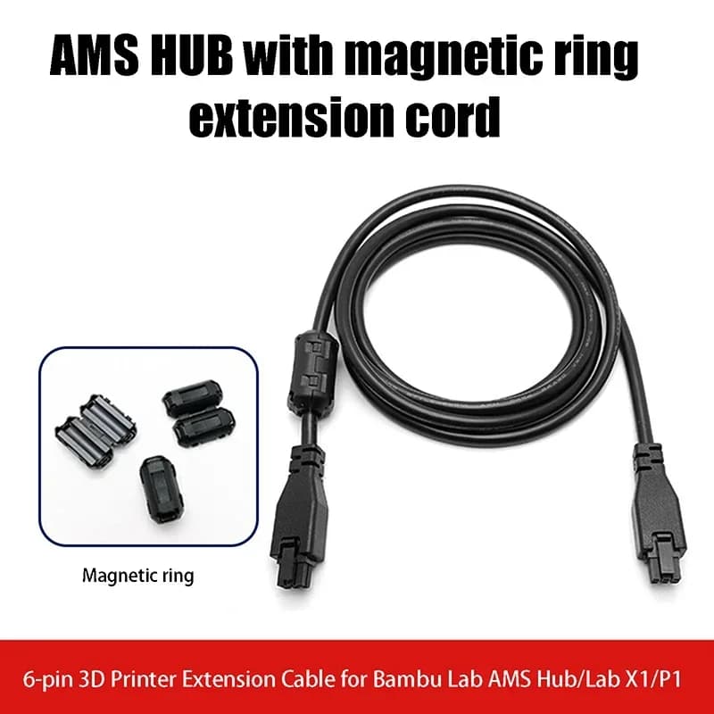 Per Bambu Lab X1/P1 Cavo di prolunga AMS HUB 1M 2M 6 pin con cavo di prolunga ad anello magnetico per stampanti 3D Bambu Lab X1/P1
